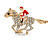 Crystal Racing Horse and Jockey Brooch In Gold Tone Metal - 48mm Across - view 2