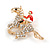 Crystal Racing Horse and Jockey Brooch In Gold Tone Metal - 48mm Across - view 3