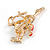 Crystal Racing Horse and Jockey Brooch In Gold Tone Metal - 48mm Across - view 4