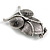 Vintage Inspired Crystal Textured Owl Brooch In Aged Silver Tone - 50mm Tall - view 3