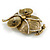 Vintage Inspired Crystal Textured Owl Brooch In Aged Gold Tone - 50mm Tall - view 3