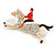 Crystal Racing Horse and Jockey Brooch In Gold Tone Metal - 55mm Across - view 3