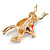 Crystal Racing Horse and Jockey Brooch In Gold Tone Metal - 55mm Across - view 4