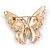 Multicoloured Enamel Crystal Butterfly Brooch In Gold Tone Metal - 55mm Across - view 4