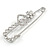 Clear Crystal Heart and Flower Safety Pin Brooch In Silver Tone - 70mm L - view 3