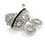 Clear and AB Crystal Pram Brooch Baby's Pram Carriage in Silver Tone Metal - 35mm Tall - view 2