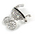 Clear and AB Crystal Pram Brooch Baby's Pram Carriage in Silver Tone Metal - 35mm Tall - view 3