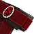 Vintage/ Retro Men And Women Universal Burgundy Red/ Black Velour, Organza Fabric Ribbon Pre-Tied Bow Tie Collar with Clear Crystal Detailing - 12cm L - view 3