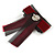 Vintage/ Retro Men And Women Universal Burgundy Red/ Black Velour, Organza Fabric Ribbon Pre-Tied Bow Tie Collar with Clear Crystal Detailing - 12cm L - view 5