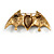Topaz/ Citrine Crystal Bat Brooch In Aged Gold Tone Metal - 60mm Across - view 4