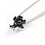 Victorian Style Midnight Blue Crystal Safety Pin Brooch In Aged Silver Tone Metal - 70mm Long - view 4