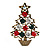 Vintage Inspired Crystal Christmas Tree in The Pot Brooch In Aged Gold Tone Metal - 55mm Tall