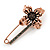 Large Vintage Inspired Dim Grey Crystal Flower Safety Pin Brooch In Copper Tone - 70mm Across