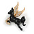 Black Pegasus/ Horse with Gold Crystal Wings Brooch - 40mm Across - view 3