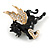 Black Pegasus/ Horse with Gold Crystal Wings Brooch - 40mm Across - view 4