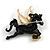 Black Pegasus/ Horse with Gold Crystal Wings Brooch - 40mm Across - view 5