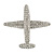 Clear Crystal Aeroplane Brooch In Silver Tone Metal - 50mm Across - view 7