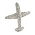 Clear Crystal Aeroplane Brooch In Silver Tone Metal - 50mm Across - view 2