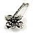 Large Vintage Inspired Hematite Crystal Flower Safety Pin Brooch In Aged Silver Tone - 70mm Across - view 4