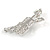 Clear Crystal Violin Musical Instrument Brooch In Silver Tone Metal - 45mm Tall - view 2