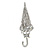 Clear/ AB Crystal Umbrella Brooch In Silver Tone Metal - 65mm Tall