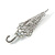 Clear/ AB Crystal Umbrella Brooch In Silver Tone Metal - 65mm Tall - view 2