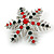 Christmas Crystal Snowflake Brooch In Silver Tone Metal (Red/ Green/ Clear) - 50mm Across - view 2