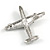 Dim Grey Crystal Aeroplane Brooch In Silver Tone Metal - 50mm Across - view 7
