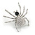 Sparkling Crystal Spider Brooch In Silver Tone Metal (Clear/ Black) - 40mm Tall - view 2