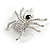 Sparkling Crystal Spider Brooch In Silver Tone Metal (Clear/ Black) - 40mm Tall - view 3