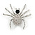 Sparkling Crystal Spider Brooch In Silver Tone Metal (Clear/ Black) - 40mm Tall - view 4