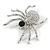 Sparkling Crystal Spider Brooch In Silver Tone Metal (Clear/ Black) - 40mm Tall - view 5