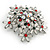 Christmas Crystal Snowflake Brooch In Silver Tone Metal (Red/ Green/ AB/ Clear) - 45mm Across - view 3