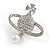 Silver Plated Clear Crystals Royal with Pearl Bead Brooch - 50mm Tall - view 2