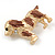 Small Dog Brooch In Matte Gold Tone - 30mm Across - view 3