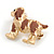 Small Dog Brooch In Matte Gold Tone - 30mm Across - view 4