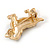 Small Dog Brooch In Matte Gold Tone - 30mm Across - view 5