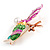 Exotic Multicoloured Enamel Crystal Bird Brooch In Gold Tone Metal - 65mm Tall - view 3