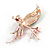 Exotic Multicoloured Enamel Crystal Bird Brooch In Gold Tone Metal - 65mm Tall - view 4