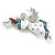 Beautiful Guardian Angel White/ Blue Enamel Clear/ Red Crystal Brooch In Silver Tone Xmas Christmas - 58mm L - view 3