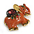 Vintage Inspired Brown Enamel, Crystal Elephant Brooch In Aged Gold Tone - 50mm Across - view 3