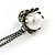 Statement Pearl Crystal Double Flower Chain Brooch In Gun Metal Finish - view 4