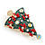 Green Enamel Crystal Christmas Tree with Red Bows In Gold Tone Metal - 52mm Tall - view 3