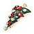 Green Enamel Crystal Christmas Tree with Red Bows In Gold Tone Metal - 52mm Tall - view 4