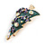 Green Enamel Crystal Christmas Tree with Purple Bows In Gold Tone Metal - 52mm Tall - view 4