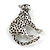 Unique Leopard Brooch In Silver Tone Metal with Black Spots - 42mm Across - view 3