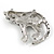 Unique Leopard Brooch In Silver Tone Metal with Black Spots - 42mm Across - view 4