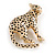 Unique Leopard Brooch In Gold Tone Metal with Black Spots - 42mm Across - view 2