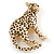 Unique Leopard Brooch In Gold Tone Metal with Black Spots - 42mm Across - view 4