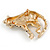 Unique Leopard Brooch In Gold Tone Metal with Black Spots - 42mm Across - view 5